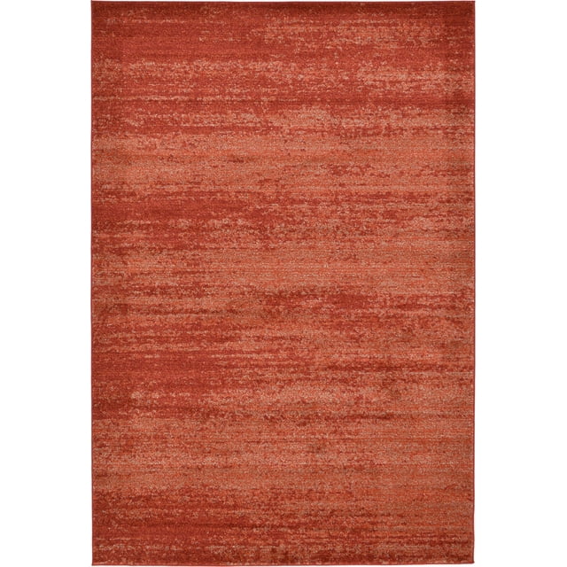 Unique Loom Del Mar Collection Tapis de Transition Contemporain, 6 x 9 Pieds, Terre Cuite/rouge