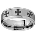 thumbnail image 2 of Tungsten Multiple Maltese Cross 8mm Brushed Gray Step Edges Men Ring, 2 of 2
