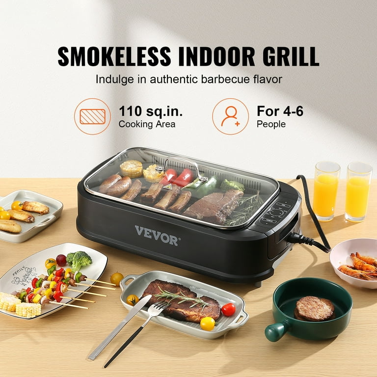  Indoor Grill-Smokeless BBQ Grill with Die-Casting Nonstick  Griddle Pan,Led Temperature Control, Turbo Smoke Extractor Technology,15*9  Grilling Surface, Detachable Design,Ideal for 2 People, Black. : Home &  Kitchen