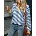 thumbnail image 5 of IWEMEK Tops for Women Casual Loose Fall Sweatshirts Baggy Color Block Stripe T Shirts Fashion Fancy Chic Tunic Tees, 5 of 7