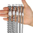 thumbnail image 1 of 6-14mm Stainless Steel Round Cuban Miami Chains Necklaces CZ Zircon Box Lock Big Heavy Link Chain for Men Hip Hop Rapper jewelry, 1 of 7