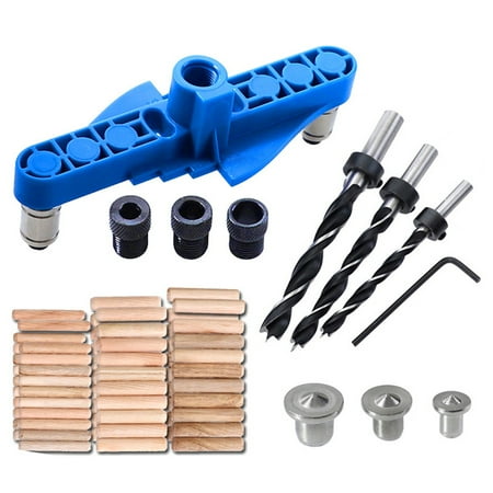 

Walmeck Dowel Jig with Center Scriber 71 Pcs Handheld Dowel Jig Kit Adjustable Punch Locator with Wood Dowels Pins Drill Bits