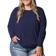 thumbnail image 3 of Delayuji Fashion Women's loose, plus-size casual round-neck long-sleeved T-shirt top, 3 of 5