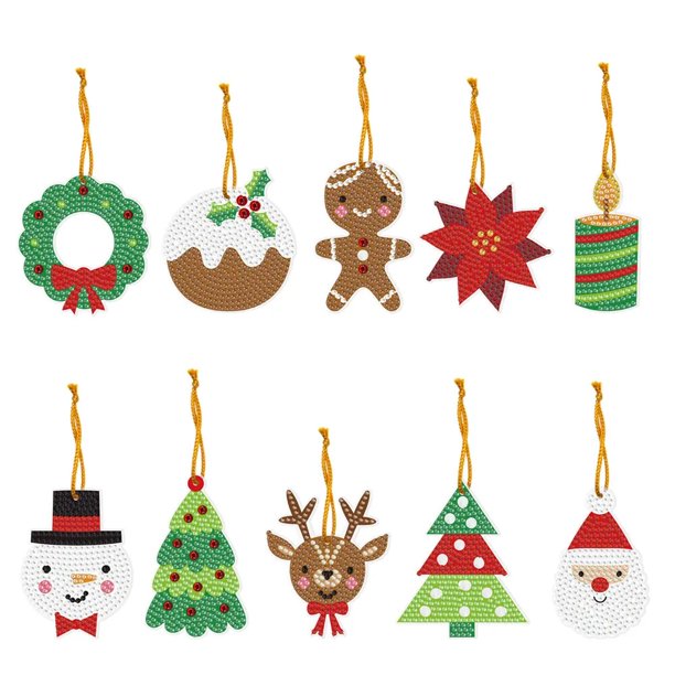 Pintura de diamantes DIY, adorno de Navidad, colgante de árbol de Navidad, bonito adorno de helado, Donut, colgante de mochila, nuevo