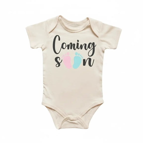 Coming Soon Pink Blue Newborn Baby Bodysuit