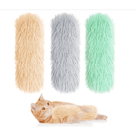 LQQBOX 3Pcs Cat Toys Cat Pillows, Catnip Toys Interactive Cat Kicker Toy Soft and Durable Plush Fabric Kick Sticks Chasing Chewing Filled Chew for Cat Exercise (Gray, Beige, Grass Green)