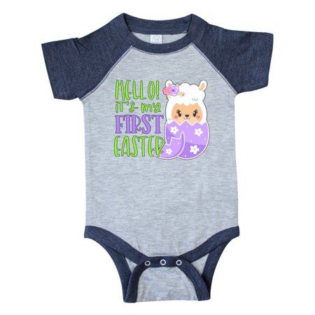 

Inktastic Hello! It s My 1st Easter Llama in Easter Egg Gift Baby Boy or Baby Girl Bodysuit
