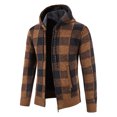 thumbnail image 5 of HAPIMO Men's Fleece Thick Shirt Coat Pocket Fashion Classic Plaid Lattice Jackets Autumn Winter Long Sleeve Outwear Hooded Cardigan Drawstring Regular Fit Western Casual Brown XL, 5 of 6