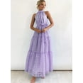 thumbnail image 2 of Women'S Summer Floral Maxi Sun Dress Sleeveless Halter Neck Flowy Ruffle Hem Long Boho Dresses with Belt  M, 2 of 7