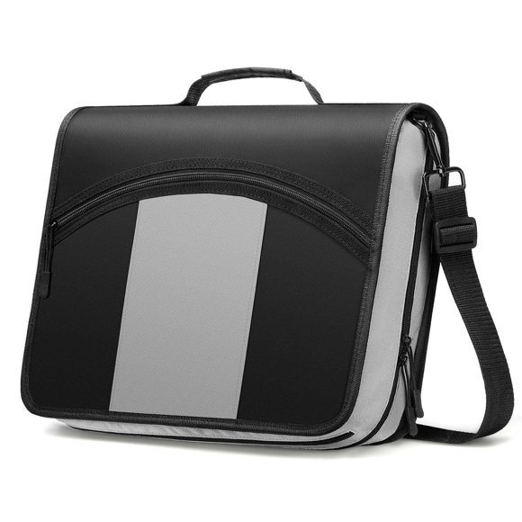 MoKo Zipper Binder, 3-Inch 3 Rings Binder with Zipper, 600 Sheet Capacity Multi-Pocket School Bag Organizer, Handle and Shoulder Strap Included, Blac