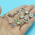 thumbnail image 4 of ORUYROP 4Pcs Belly Button Fake Earrings Dangle Fake Belly Ring Non Piercing Clip on Belly Button Rings for Women, 4 of 7