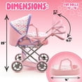 thumbnail image 3 of Dolls To Play Baby Doll Convertible Pram Stroller with Removable Bassinet Carrier, Adjustable Handle, Canopy & Storage Basket, Purple, 25 Inch, 3 of 7