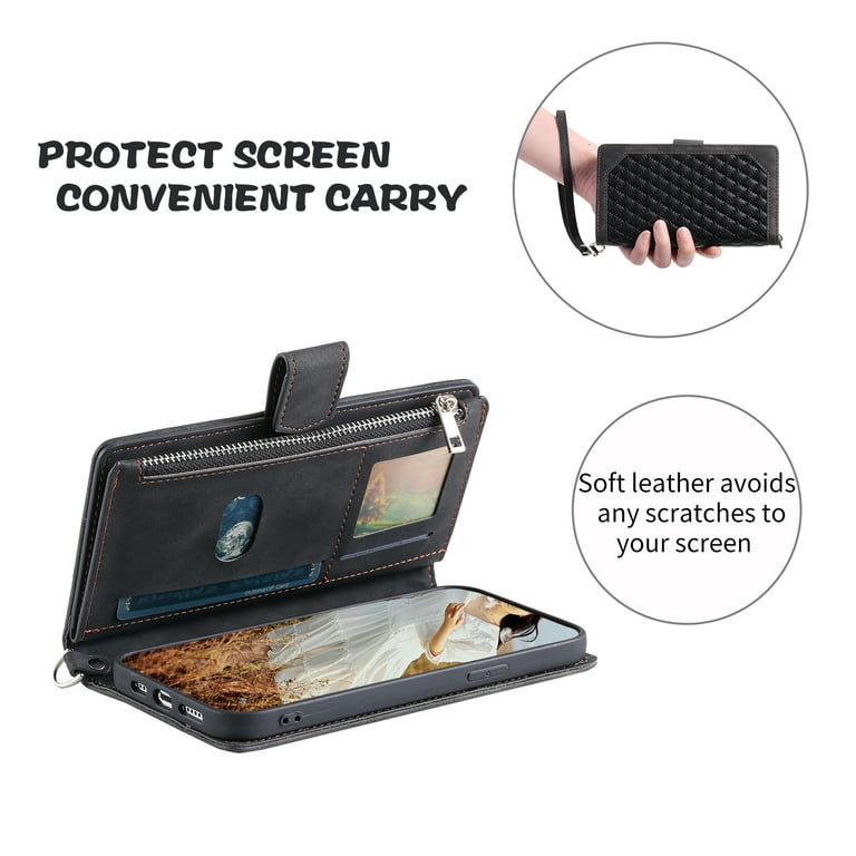 Mantto for Samsung Note 8 PU Leather Crossbody Case Purse Zipper Pocket Folio Card Slots Wallet Kickstand Phone Case with Shoulder Strap Wrist Strap For Samsung Galaxy Note 8 Black Walmart