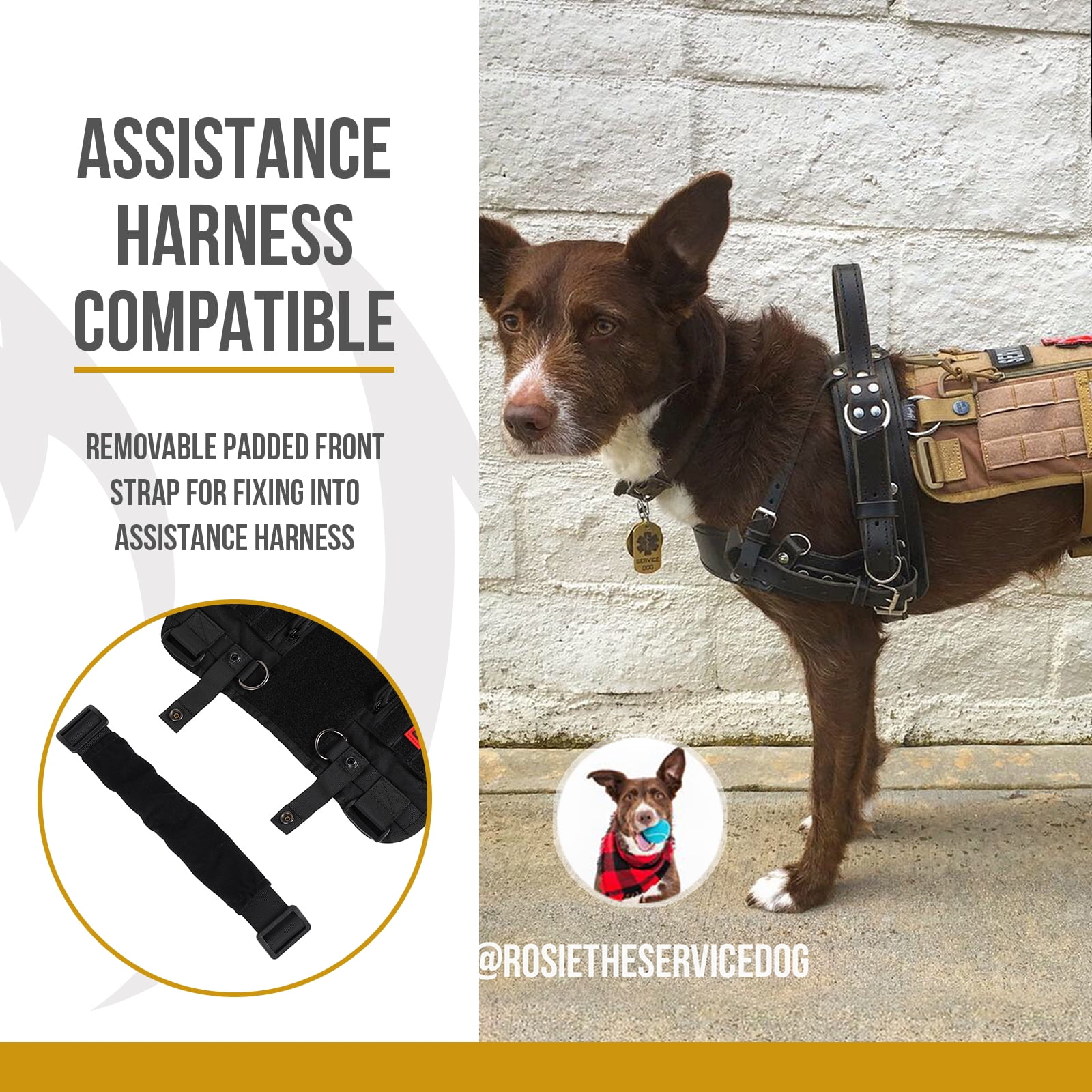 OneTigris Dog Harness,Tactical Dog Vest- Removable Neck Strap Compatible  with Assistance Harness  Handle