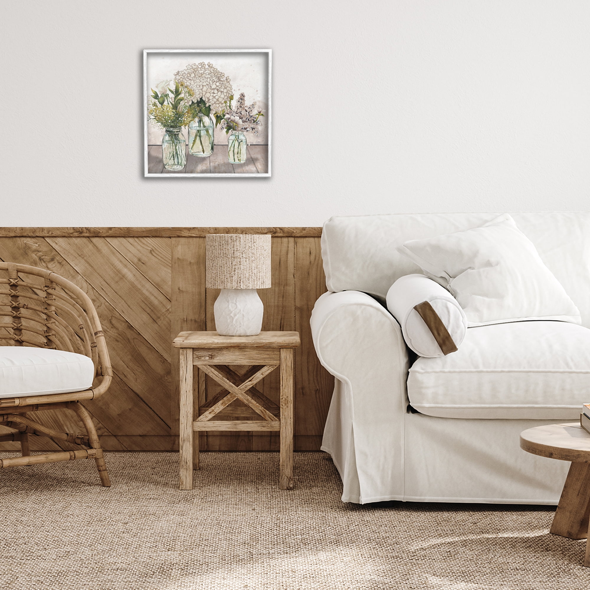 Stupell Industries Jars Of Wildflowers White Framed Giclee Art, design by Elizabeth Medley