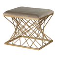 thumbnail image 1 of SEI Furniture Mikkeli Square Velvet Upholstered Stool in Gray/Gold, 1 of 3