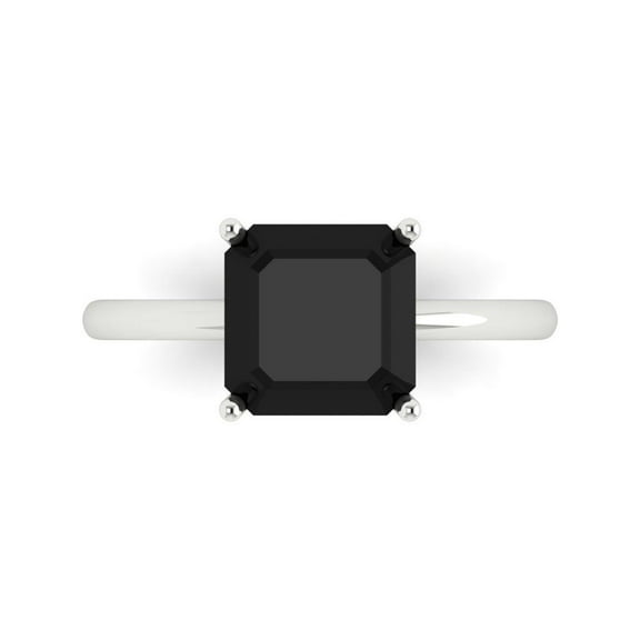 Clara Pucci 14K White Gold 2.5ct Onyx Solitaire Ring for Women