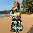 thumbnail image 4 of Fotbe I Love With Autism Vestido Largo de Moda para Mujer, Vestido Tipo Camiseta con Manga Corta y Estilo Casual a Rayas y Bloques de Color, 4 of 6