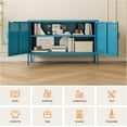 thumbnail image 3 of Blue Metal Storage Cabinet With Doors and Shelf, 2 Door Locker for Home and Office, 2 Tier Low Metal TV Stand, 3 of 6