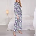 thumbnail image 3 of Fuzoiu Lavender Flowers Print Women's Long-Sleeved Pajama,Lounge Button Down Nightwear,Womens Notch Collar Pajama Set-XX-Large, 3 of 7