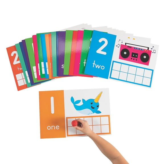Fun Express 15" x 10" Ten Frame Dough Laminated Cardstock Counting Mats - 20 Pieces