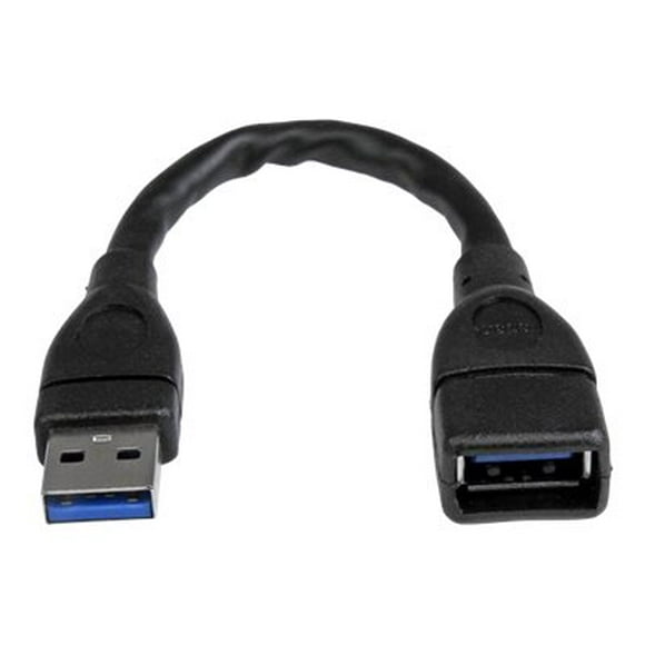 StarTech.com 6in Short USB 3.0 Extension Adapter Cable (USB-A Male to USB-A Female) - USB 3.1 Gen 1 (5Gbps) Port Saver Cable - Black (USB3EXT6INBK) - USB extension cable - USB Type A (F) to USB Type A (M) - USB 3.0 - 6 in - molded - black - for P/N: 35FCREADBU3, HB30A4AIB, HB30C4AIB, HB31C4AB, SU2DUPERA11, USB3SAA3MBK
