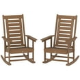 thumbnail image 2 of Outsunny Outdoor Rocking Chairs Set of 2, HDPE Patio Rockers with 28" High Back, Wide Armrests and Slatted Seat for Porch Backyard Balcony, Brown, 2 of 9
