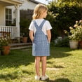 thumbnail image 6 of Bobifish Toddler Girls Suspender Dress Kids Girls Sleeveless Plaid Printed Cross Back Dress With Pocket Casual Kids Girls Dresss, 6 of 6