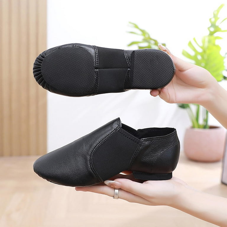 DHFJKG Kids Sheepskin Leather Upper Slip-On Non-Slip Jazz Shoes