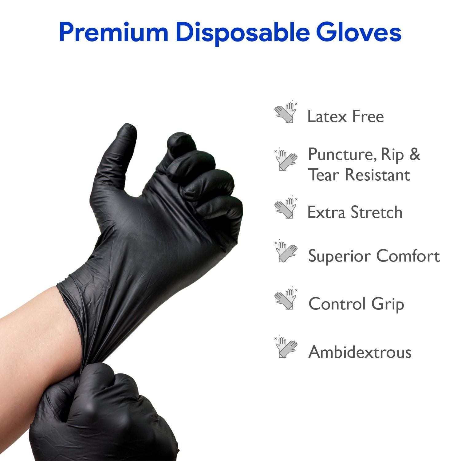 ProCure Disposable Black Nitrile Gloves 400 Count - Heavy Duty 4Mil, Powder Free, Rubber Latex Free, Medical Exam Grade