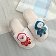 thumbnail image 4 of Lovskoo 2024 Women's Novelty Christmas Slippers Open Toe Santa Claus House Bedroom Slippers Fuzzy Plush Comfy Lined Slide Shoes White, 4 of 7