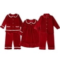 thumbnail image 4 of Pijamas de Navidad para niños y niñas, pijamas rojos de algodón suave con volantes, traje de dormir con botones de Navidad, ropa de dormir de manga larga con volantes, 4 of 4