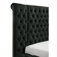 thumbnail image 3 of Queen Bed Frame: Black Velvet Tufted Headboard with Concealed Storage, Wood Frame, Modern Bedroom Furniture, Plush Upholstery, 104"x85.5"x61"H, 3 of 7