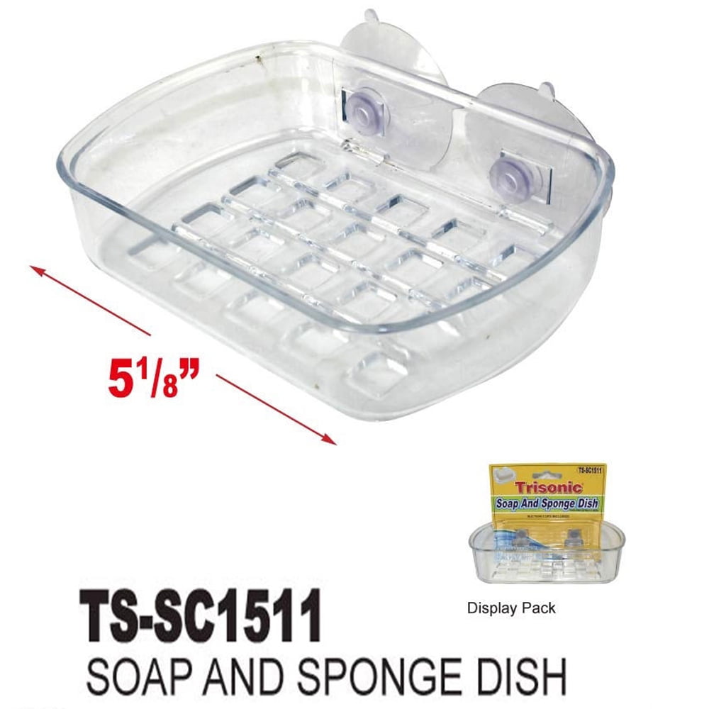 Bath Soap Dish Tray Soap Saver Drain Suction Cup Holder Easy Clean Dish Basket 