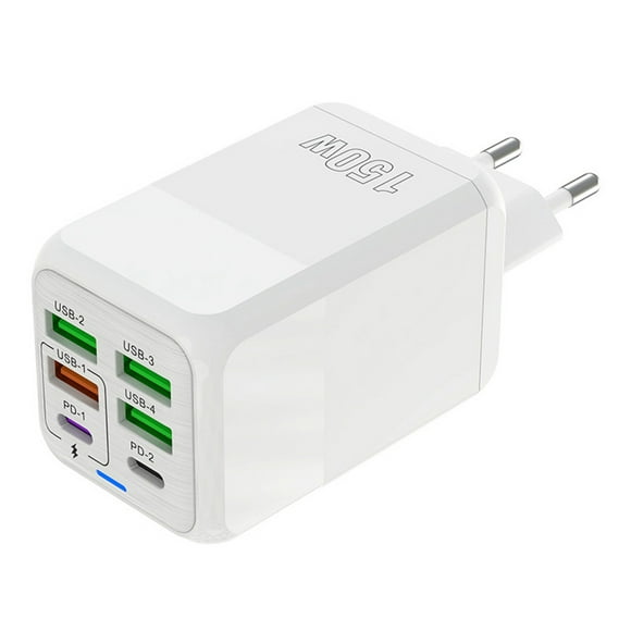 Cargador rápido de 150 W 4 puertos USB + 2 puertos PD Concentrador de carga rápida para dispositivos