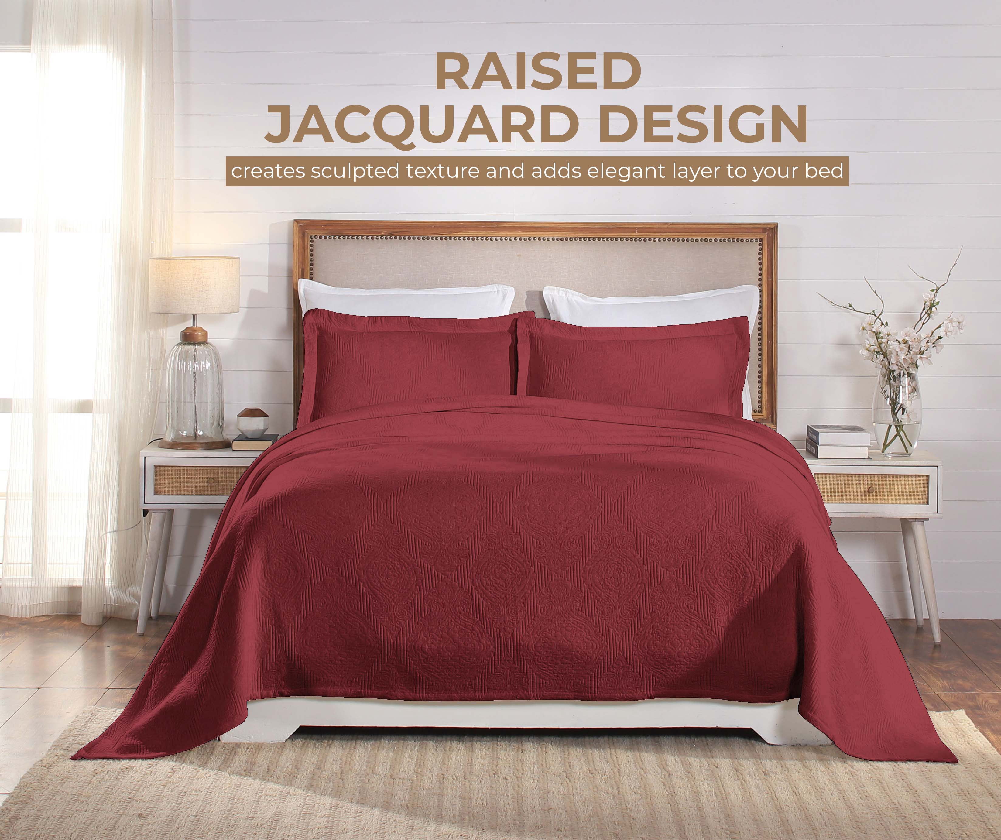 Superior 2-Piece Victory Cotton Matelasse Garnet Bedspread Set, Twin