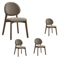 Set of 4 Linen Side Chair, Upholstered Dining Chairs, High Back Kitchen Chairs for Kitchen Living Room, Armless with Wood Legs (Brown)