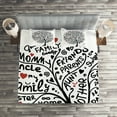 thumbnail image 2 of Tree Coverlet Set Queen Size, Family Tree Themed Composition with Doodle Style Drawing Parents Friends, Quilted 3 Piece Decor Bedspread Set with 2 Pillow Shams, Vermilion Black White, by Ambesonne, 2 of 2