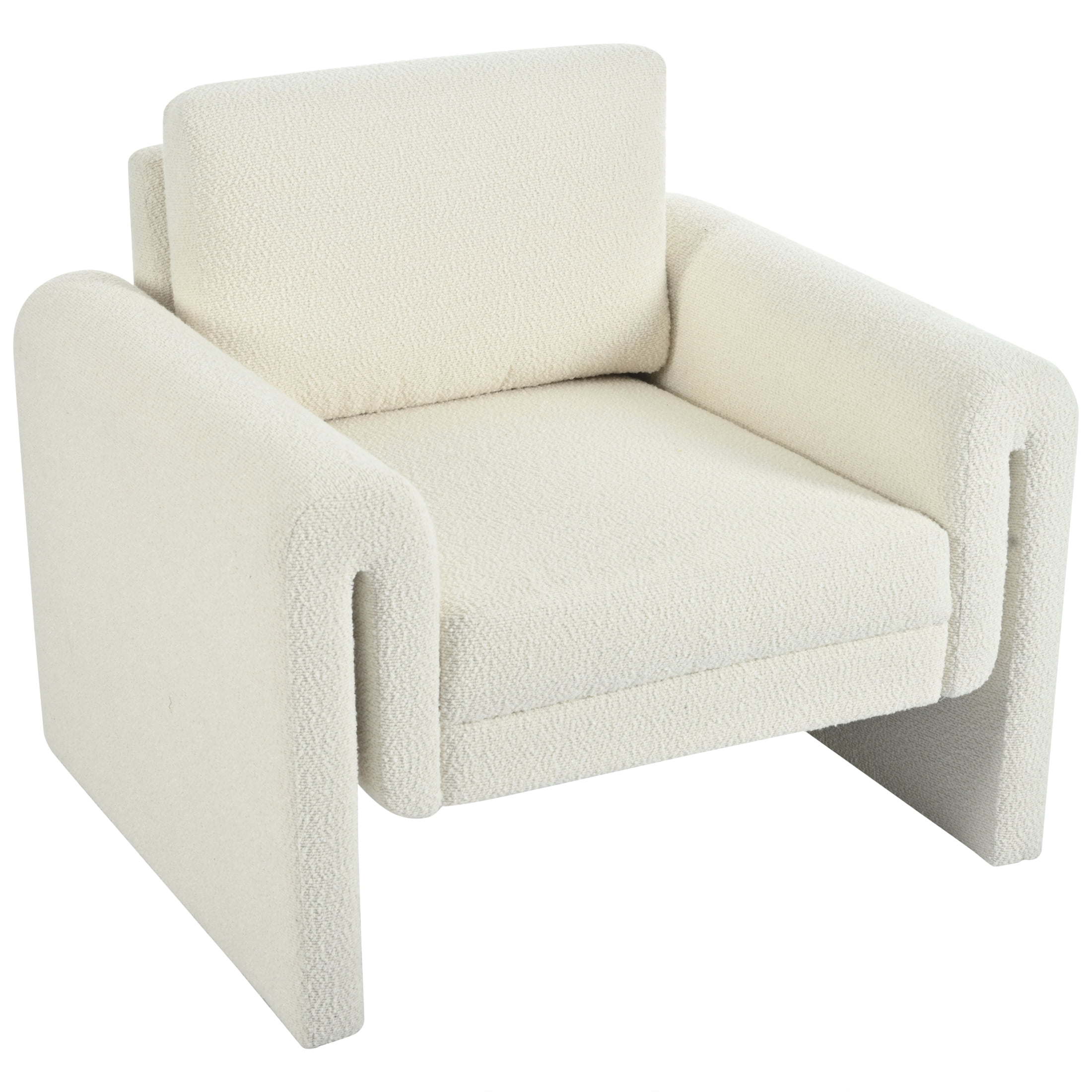 Christopher Knight Home Modern Bouclé Upholstered Accent Chair, Sculptural Armchair, Ivory
