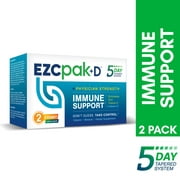 EZC Pak D 5-Day Immune System Booster for Cold and Flu Relief, Echinacea Capsules with Vitamin D, Vitamin C and Zinc Supplements for Immune Support (Pack of 2)