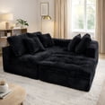 thumbnail image 3 of Muumblus 105" Oversized Modular Sectional Sofa with Movable Ottoman, L-Shaped Boneless Cloud Couch, Modern Sleeper Sofa for Living Room, Black Corduroy, 3 of 6