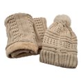 thumbnail image 1 of Ensemble Bonnet et Foulard pour Femmes Doublés de Fourrure avec Pompon, 1 of 2