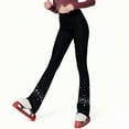 thumbnail image 3 of LIUHUO Girls Ice Figure Skating Pants Black Skate Pants for Practice Performance Quality Rhinestones, 3 of 7