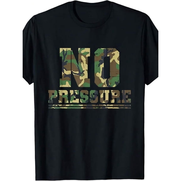 【No Pressure】"Camo Text" Graphic T-Shirt – Relaxed Streetwear Tee, Military-Inspired Statement Top for Men & Teens