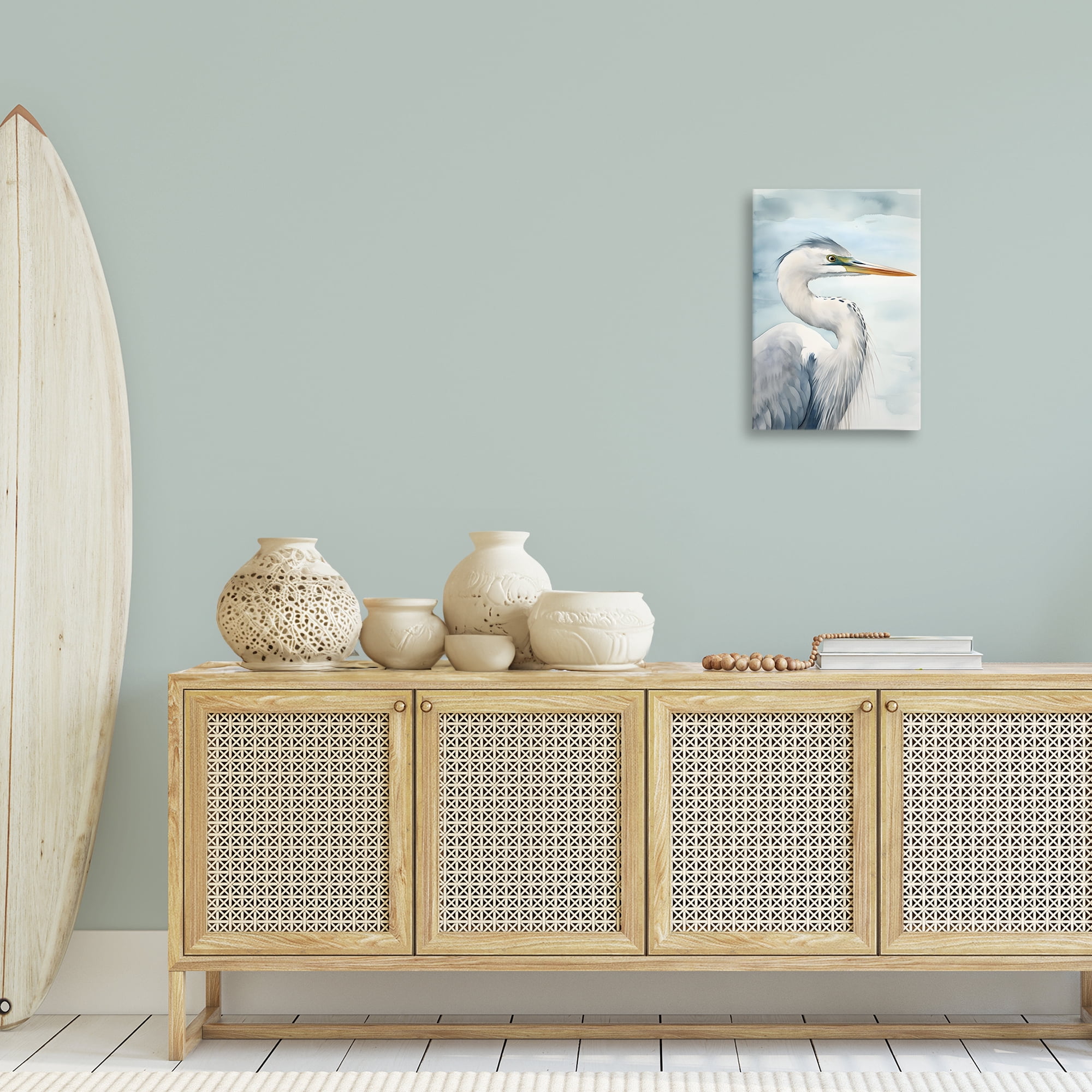 Stupell Industries Serene Beach Bird Animals & Insects Painting Gallery Wrapped Canvas Art Print Wall Art, 16 x 24