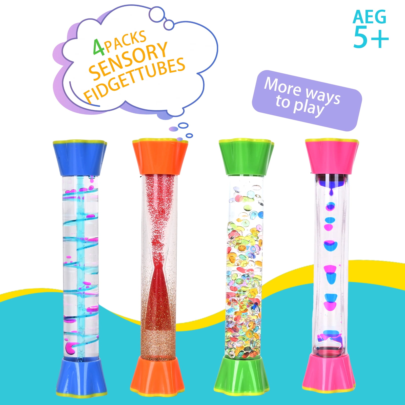 ABITOTIBA Liquid Motion Bubbler Timer Mini Fidget Emotional Regulation Toys 1 Pack（red ）