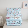 thumbnail image 5 of Homewish Kawaii Cat Animal Twin Comforter Sets,Cartoon Pet Themed Bedding Set,Blue,Polkadot Reversible,2-Piece,1 Comforter and 1 Pillowcase, 5 of 7