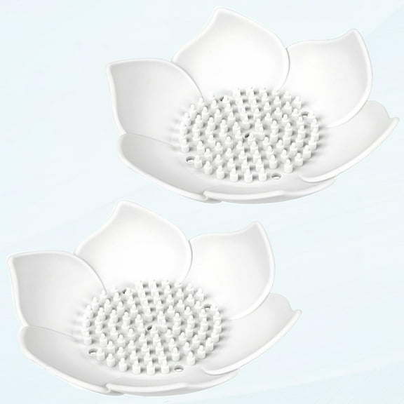 Lotus shower steamer, silicone soap dish, 2-pack lotus shape shower steamer, small self-draining soap holder for kitchen bathroom shower counter