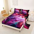 thumbnail image 2 of Manfei Dreamy Pink Nebula King Sheets,Celestial Stars Bedding,4pcs,1 Flat Sheet,1 Fitted Sheet and 2 Pillowcases, 2 of 6