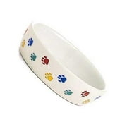 White Stoneware Paw Print Bowl